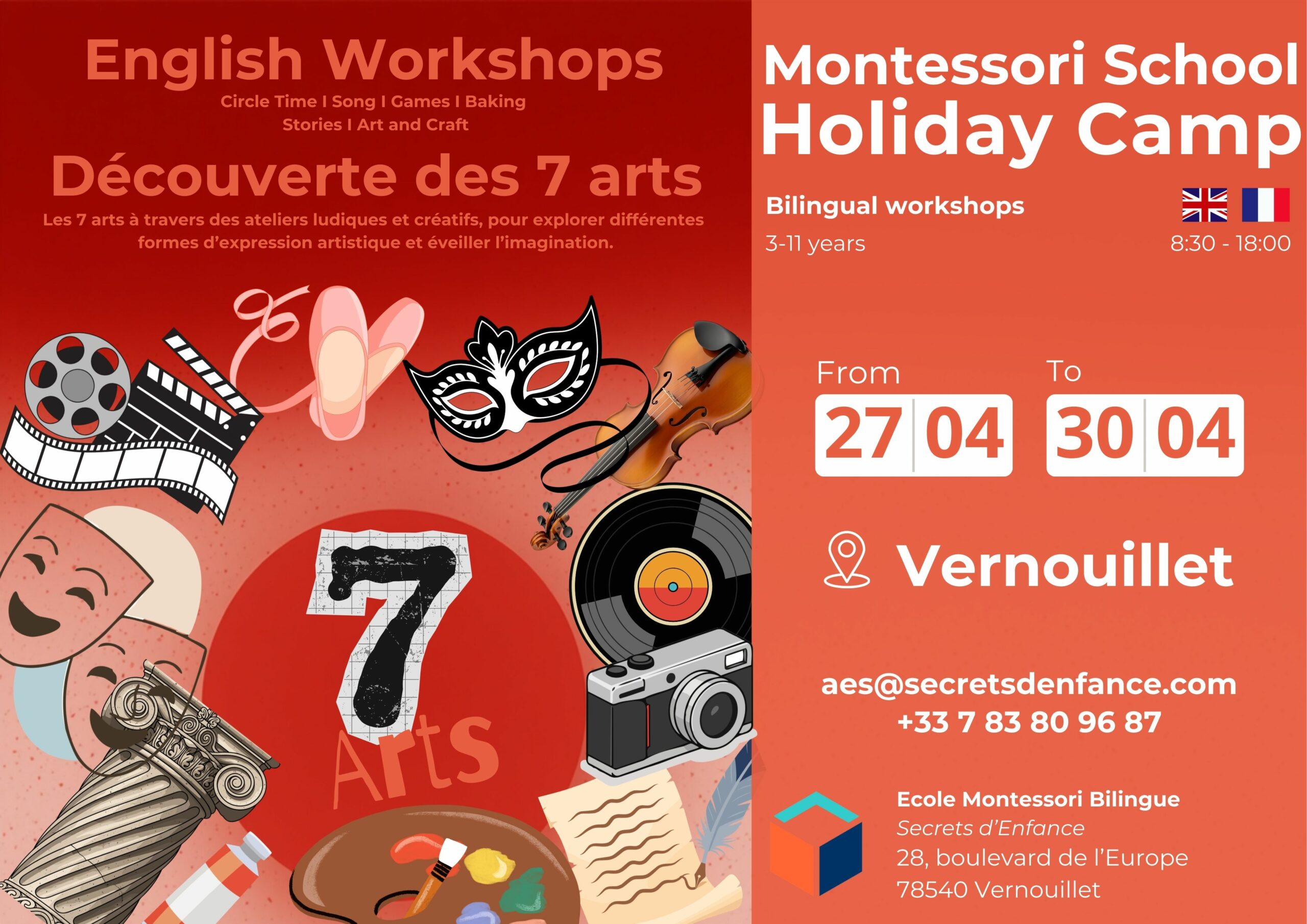 Stage vacances créatif pour enfants avec ateliers artistiques – musique, peinture et cinéma à Vernouillet