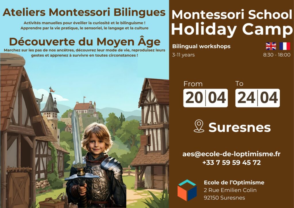 Montessori children's vacation course in Suresnes with bilingual workshops and discovery of the Middle Ages